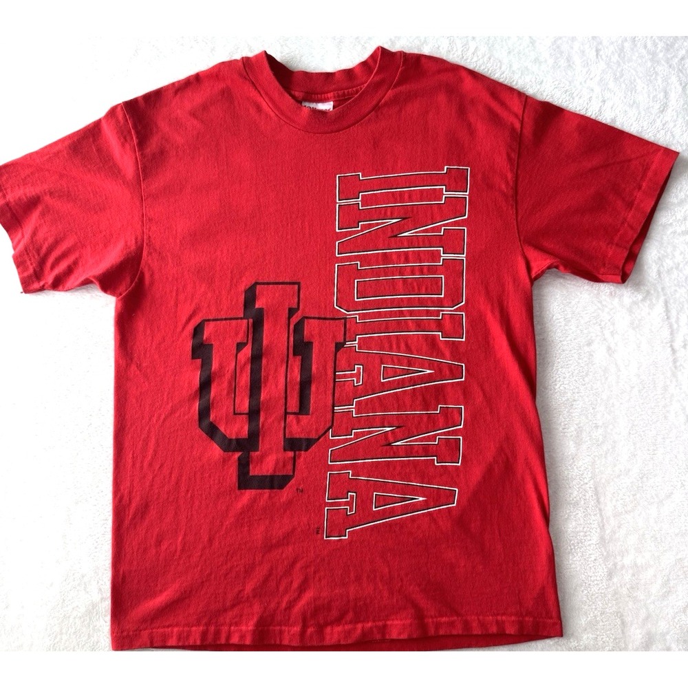 Vtg 90s Indiana Hoosers Shirt XL Hanes Single Stitch Red NCAA Made In USA - Picture 2 of 12